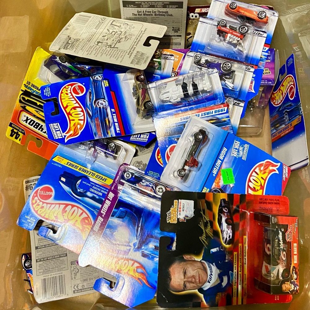 Bundle of 3 Hot Wheels , NASCAR and Matchbox Assorted Die-Cast Toy Cars